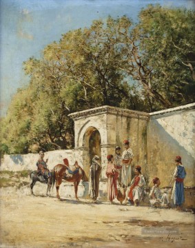  fontaine Kunst - Fontaine aux Umgebung von Tunis Victor Huguet Orientalist
